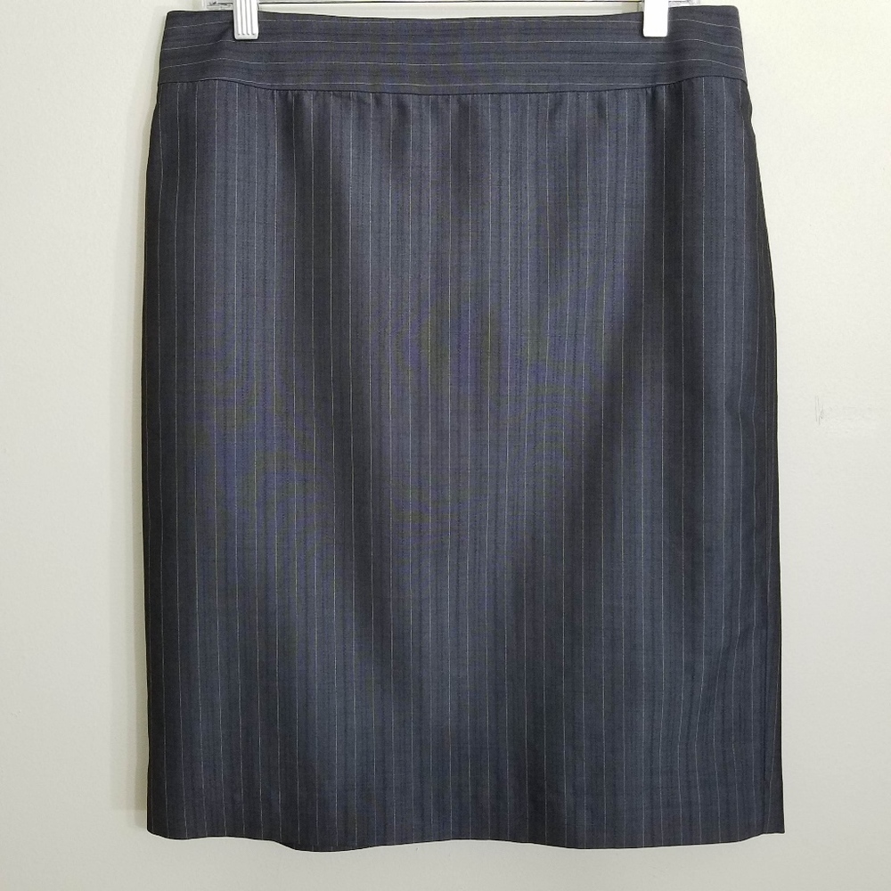 LOFT Dark Gray Pinstripe Career Professional Skirt